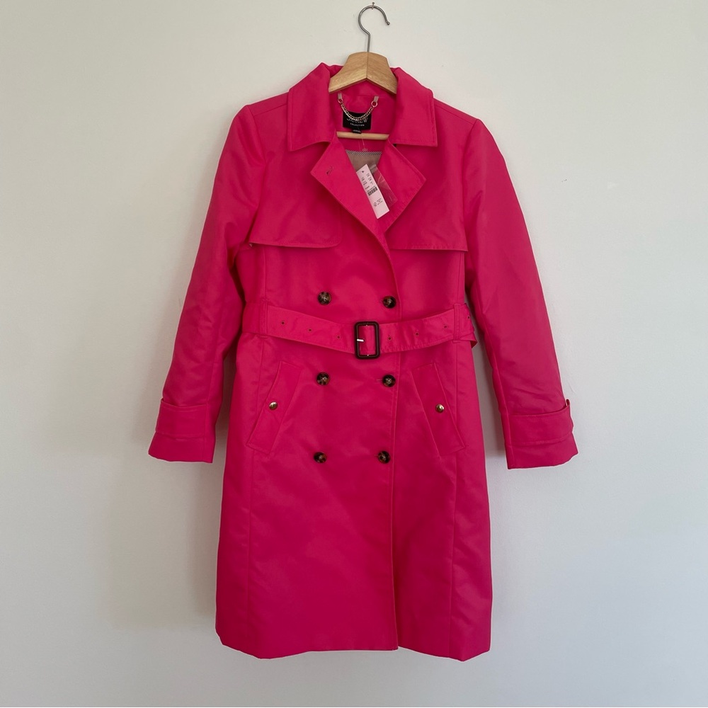 J. Crew Collection Icon Pink Eco Friendly Recycled Nylon Trench Coat NWT
